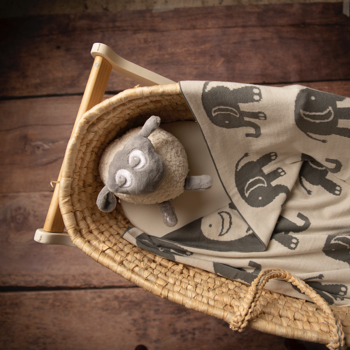 Elephant Love Organic Cotton Baby Blanket and Burp Cloth Set