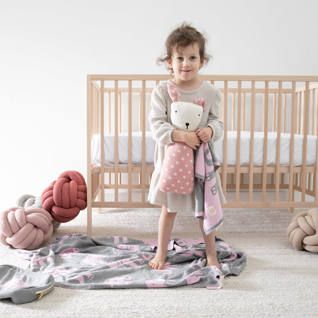 Elephant Love Organic Cotton Baby Blanket and Burp Cloth Set