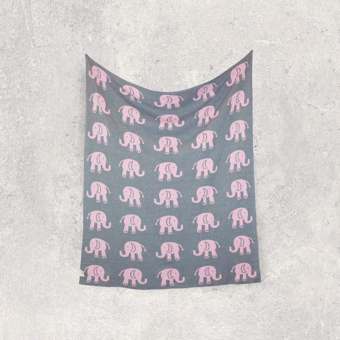 Elephant Love Organic Cotton Baby Blanket and Burp Cloth Set