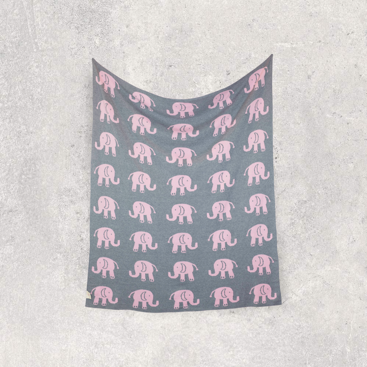 Elephant Love Organic Cotton Baby Blanket and Burp Cloth Set