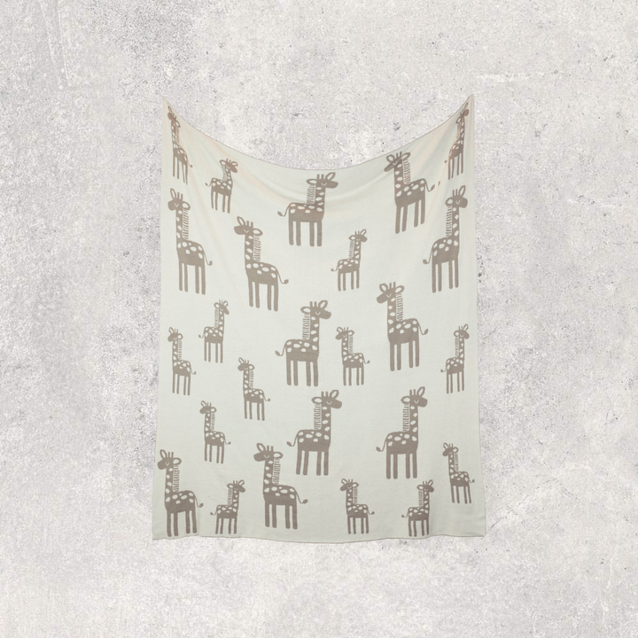 Giraffe Organic Cotton Baby Blanket and Burp Cloth Set