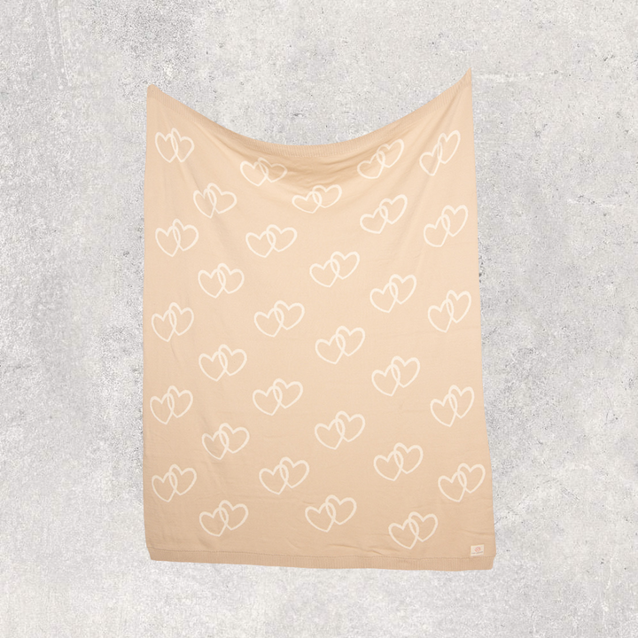 Twin Hearts Organic Cotton Baby Blanket and Burp Cloth Set