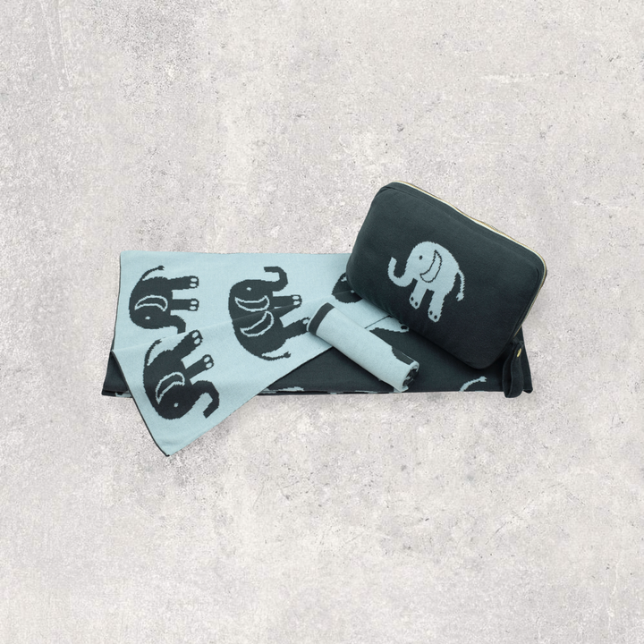 Elephant Love Organic Cotton Baby Blanket and Burp Cloth Set