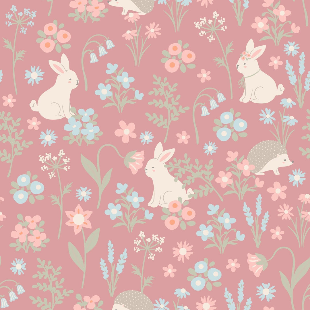 Pink Bunny Floral Baby Ruffle Footie