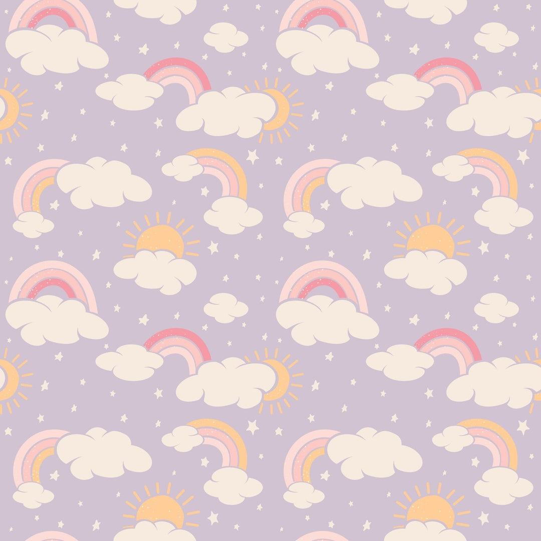 Lavender Rainbows and Clouds Smocked Vintage Dress