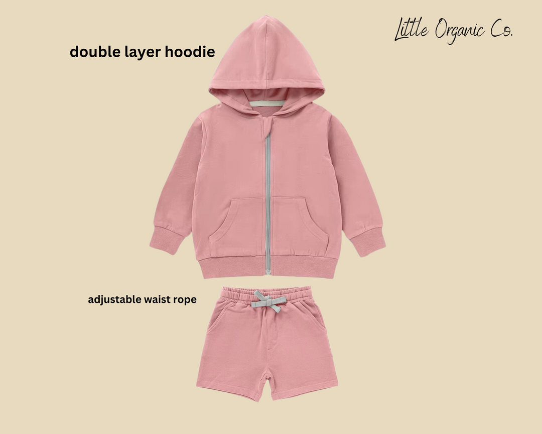 Organic Cotton Long Sleeve Hoodie and Shorts Set