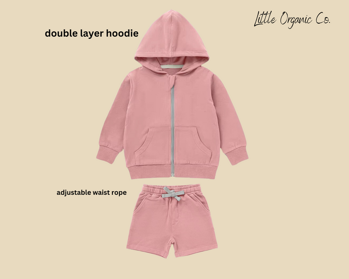 Organic Cotton Long Sleeve Hoodie and Shorts Set