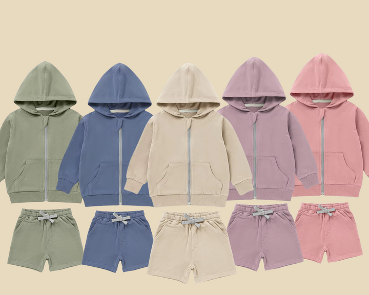 Organic Cotton Long Sleeve Hoodie and Shorts Set