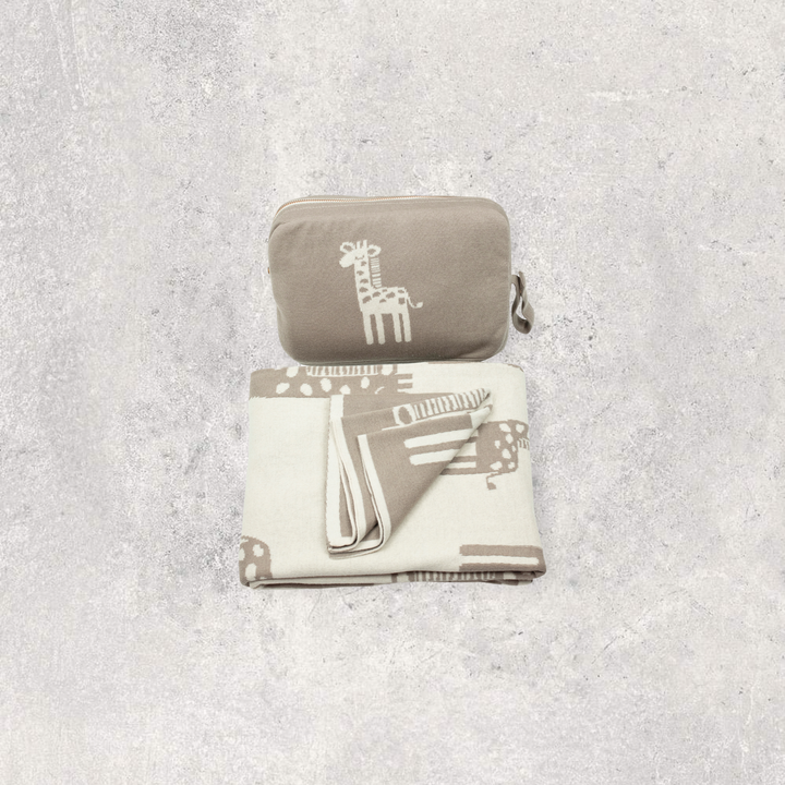 Giraffe Organic Cotton Baby Blanket and Burp Cloth Set