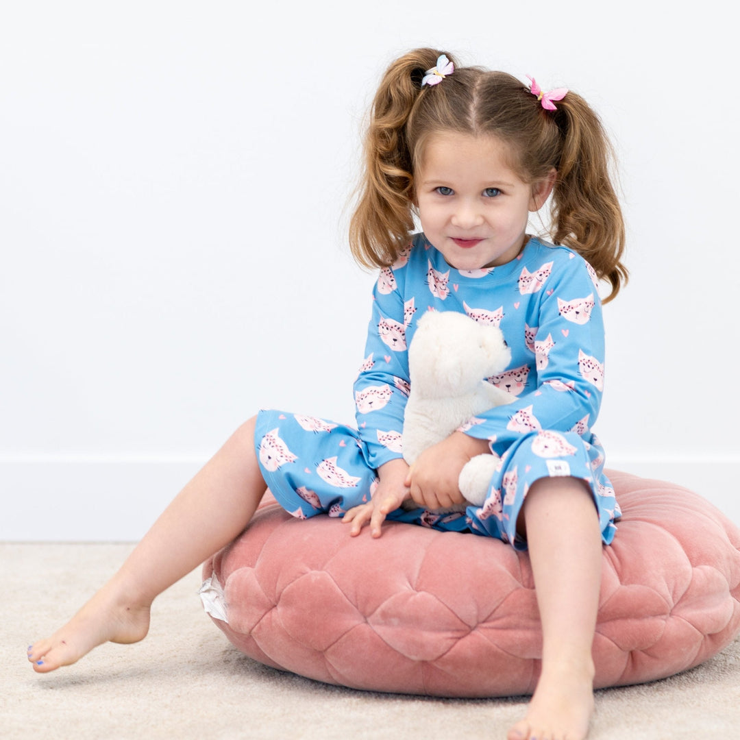 Pretty Pink Cat Swirly Girl Dress