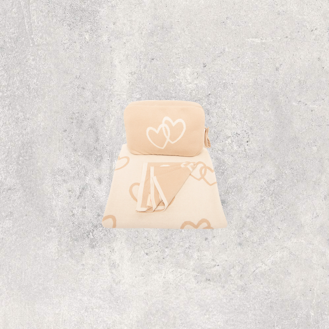 Twin Hearts Organic Cotton Baby Blanket and Burp Cloth Set