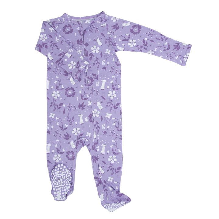 Mushroom Floral Zipper Footie