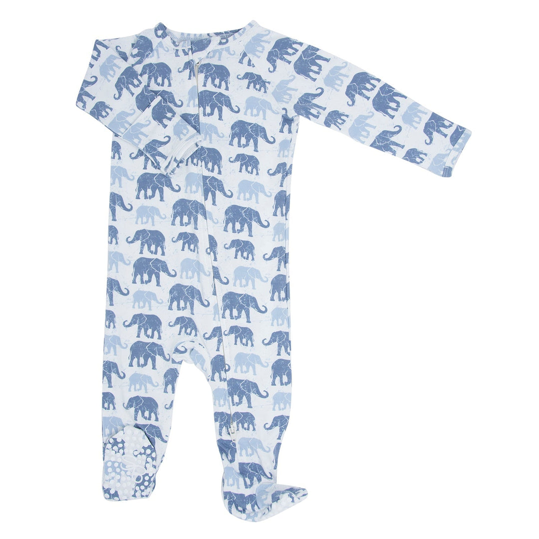 Blue Elephant Zipper Footie