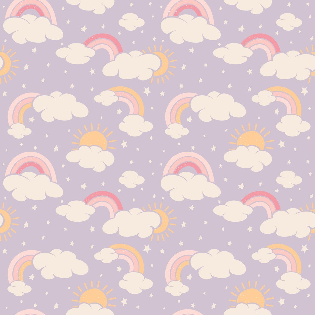 Lavender Rainbows and Clouds Zipper Footie