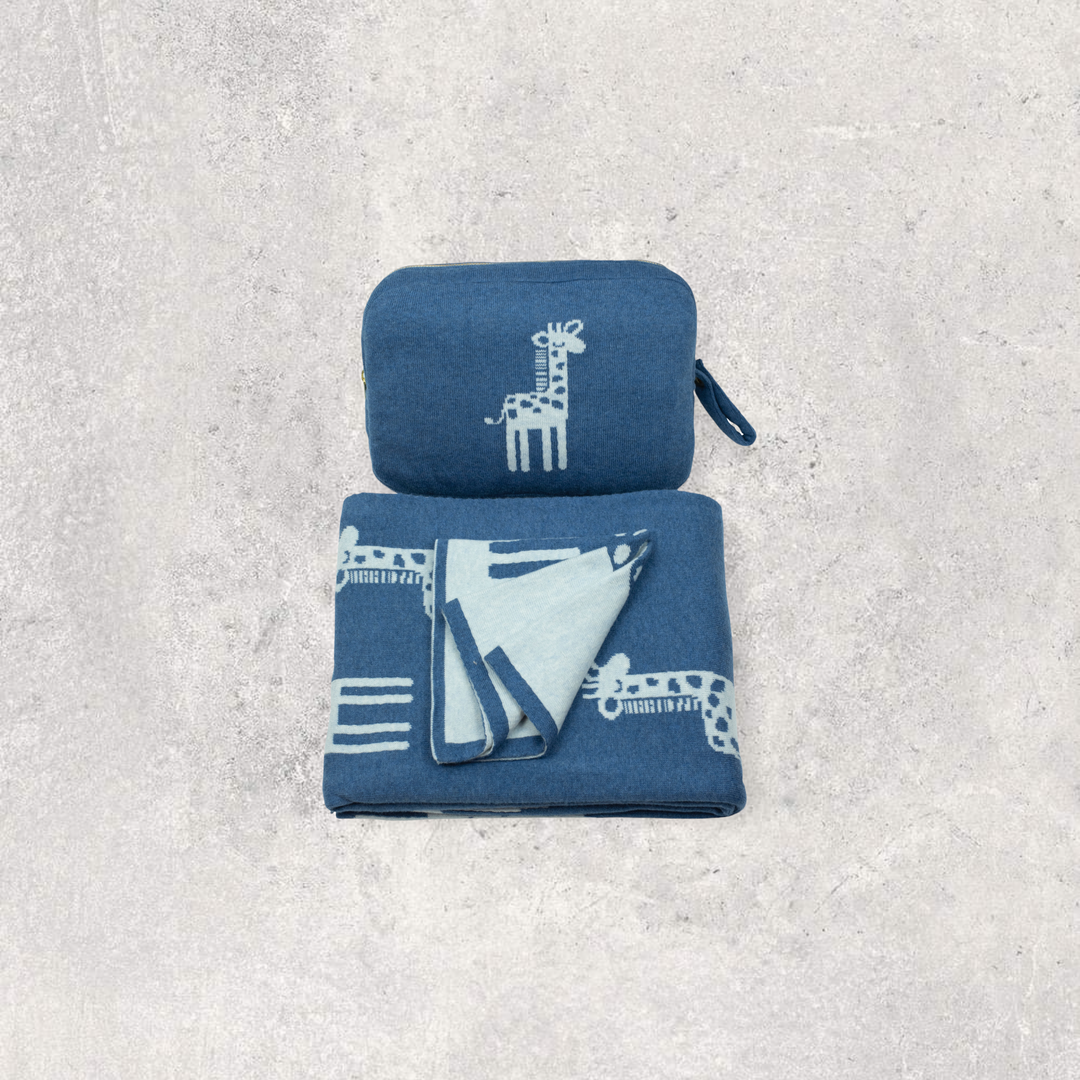 Giraffe Organic Cotton Baby Blanket and Burp Cloth Set