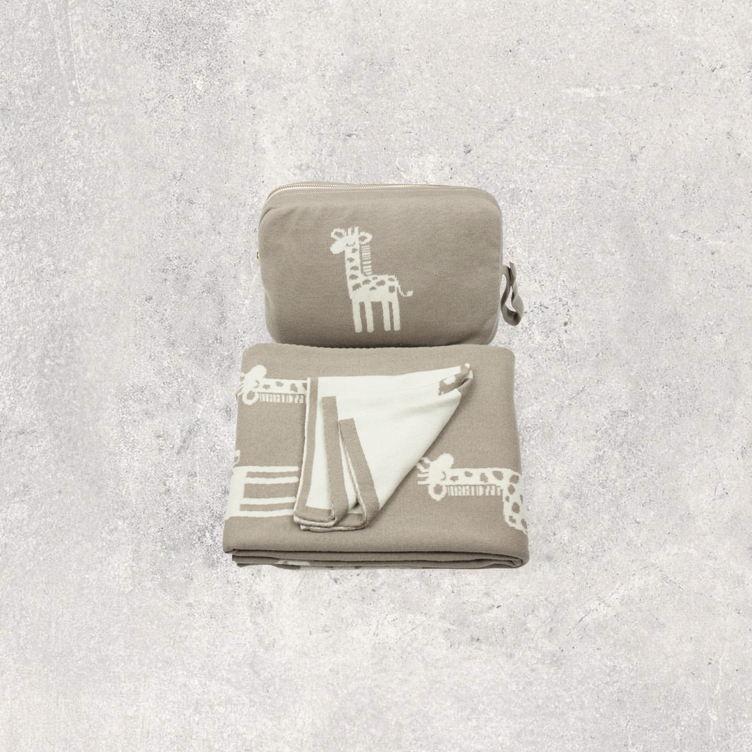 Giraffe Organic Cotton Baby Blanket and Burp Cloth Set