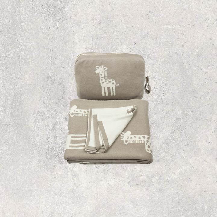 Giraffe Organic Cotton Baby Blanket and Burp Cloth Set