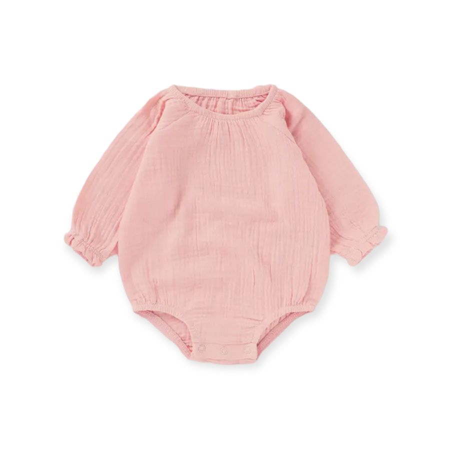 Organic Muslin Baby Romper Natural Ecru main image 0